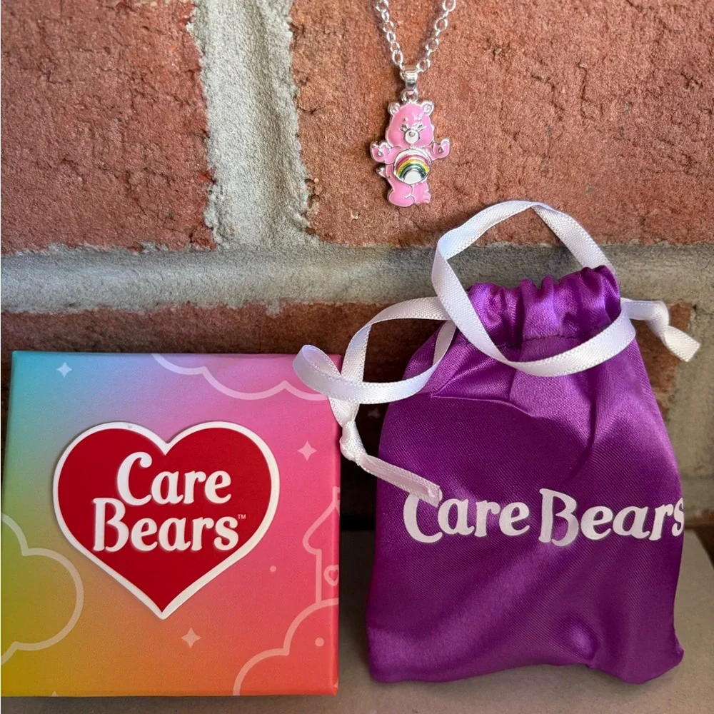 Care Bears Pink “Cheer Bear” Rainbow Charm Necklace